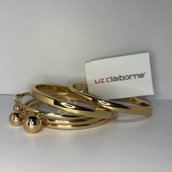 Liz Claiborne Set of 5 Gold-Tone Bangle Bracelets - Picture 5 of 7